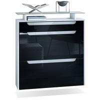 SCHUHSCHRANK Annie Schwarz Hochglanz / Weiß Hochglanz - Schwarz Hochglanz/Weiß, Holzwerkstoff (89/96/23cm) - Vladon