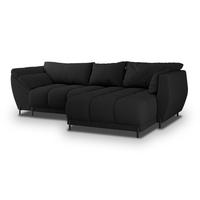 ECKSOFA VESTANO R-S Schwarz Boucle-Stoff mit Schlaffunktion - Schwarz, Holz (287/182cm) - MASSENO
