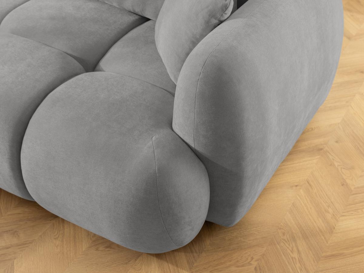 ECKSOFA Loretto aus natürlichem Grau Webstoff mit Schlaffunktion, Bettkasten und tiefen Steppungen in Bubble-Optik - Schwarz/Grau, Holz/Kunststoff (180/275cm) - S-Style
