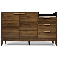 SIDEBOARD in Walnussoptik mit 2 Türen und 3 Schubladen - Braun, Holzwerkstoff (120/77/40cm) - Urban Meuble