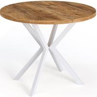ESSTISCH Della runder ausziehbarer, Lefkas Eiche 120-200/120/76 cm - Alteiche/Weiß, Holzwerkstoff/Metall (120/200/76cm) - WFL GROUP