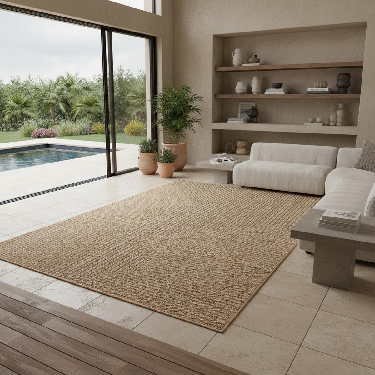TEPPICH Outdoor ARLBERG in Beige, in Jute-Optik, aus Polypropylen, 160 x 230 cm - Beige, Textil (230/160cm) - KADIMA DESIGN