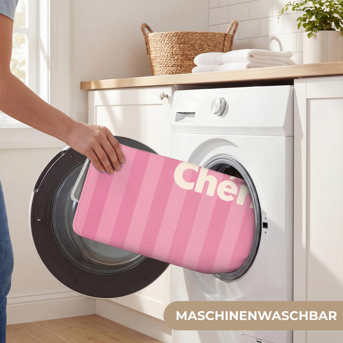 BADEMATTE Gestreift - Rosa - Chéri 80x50 cm - Pink, Textil (80/50cm) - OnlyWow