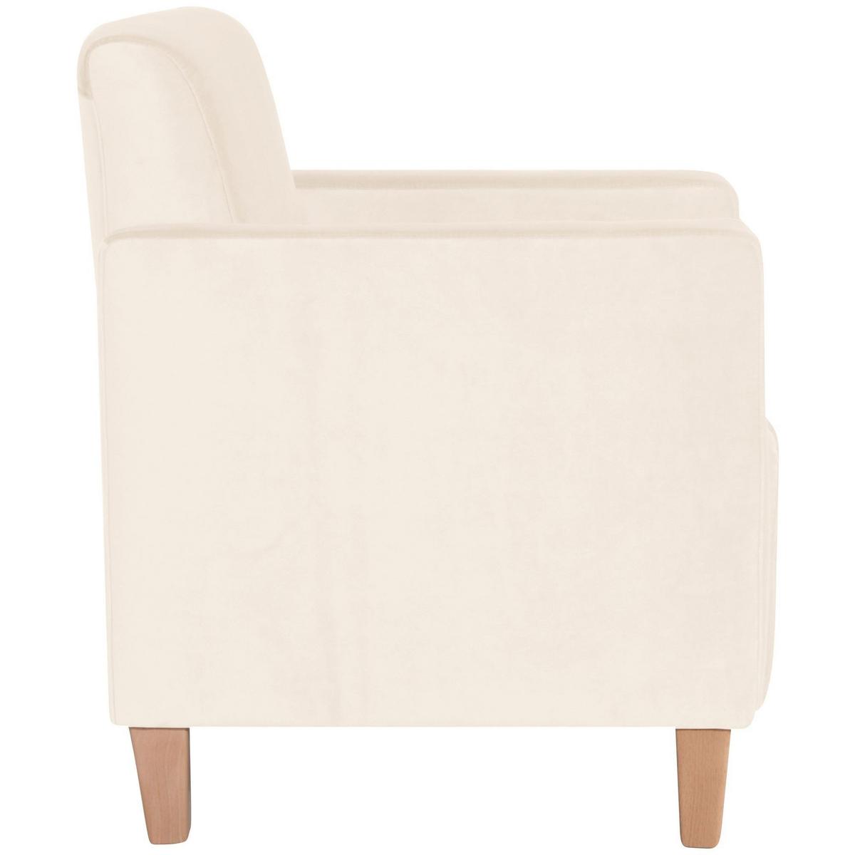 SESSEL Karol Bezug Samtvelours Buche natur / creme - Weiß, Kunststoff (71/81/70cm) - 58aufmkessel