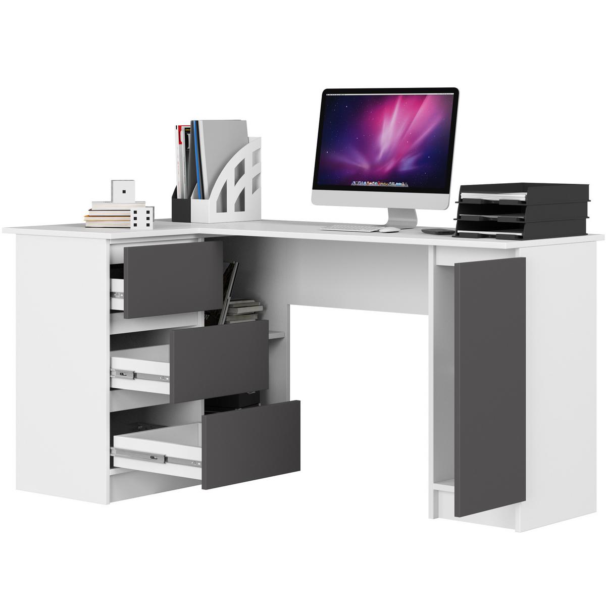 SCHREIBTISCH Weiß, Graphit Grau 77/155/85 - Weiß, Holzwerkstoff (120/50/77cm) - RAUMHIRSCH FURNITURE