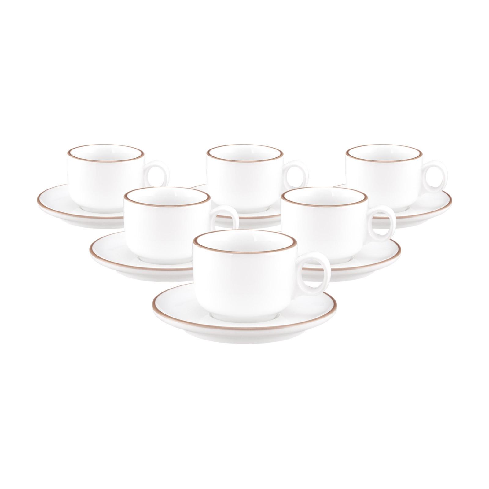 ESPRESSOTASSEN MIT UNTERTASSEN Sento Home Pure Lines Cocoa Brown 80 ml 6er Set - Hellbraun, Keramik (0.08L) - Seltmann Weiden