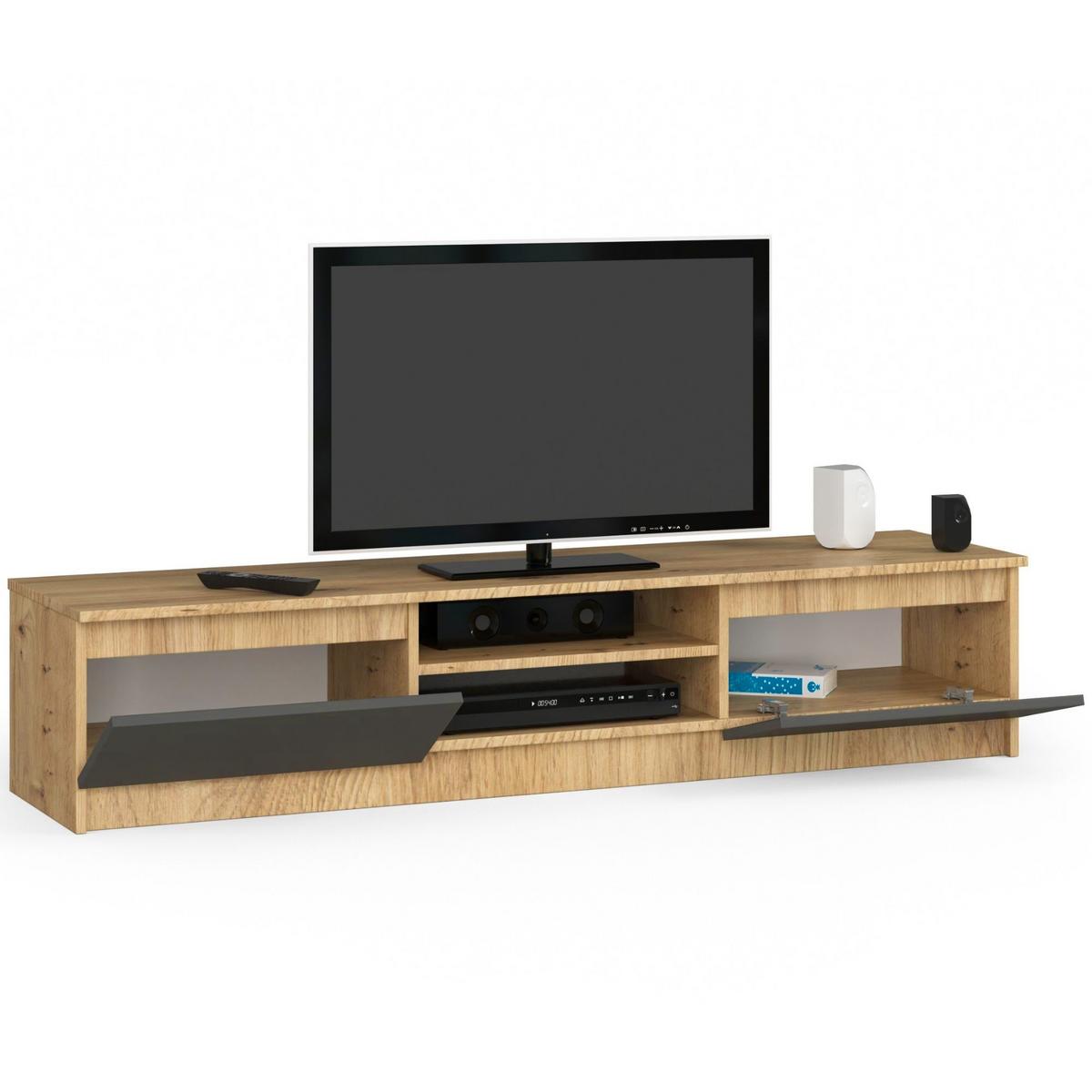 LOWBOARD Eiche Artisan, Graphit Grau 33/160/40 - Eiche Artisan, Holzwerkstoff (160/33/40cm) - RAUMHIRSCH FURNITURE