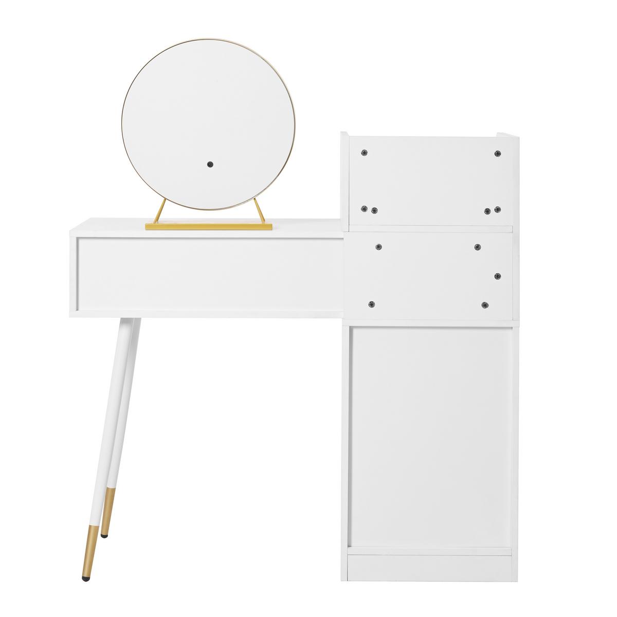 SCHMINKTISCH mit LED-Spiegel, 6 Schubladen & großem Stauraum - Weiß, Holzwerkstoff/Metall (100/102/42cm) - Urban Meuble