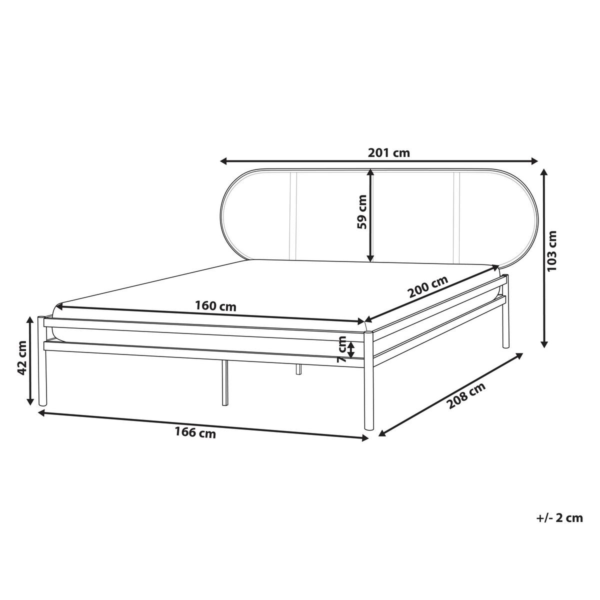 BETT mit Lattenrost 160/200 cm Eisen Hellbraun Boulin - Hellbraun, Metall (160/200cm) - Beliani