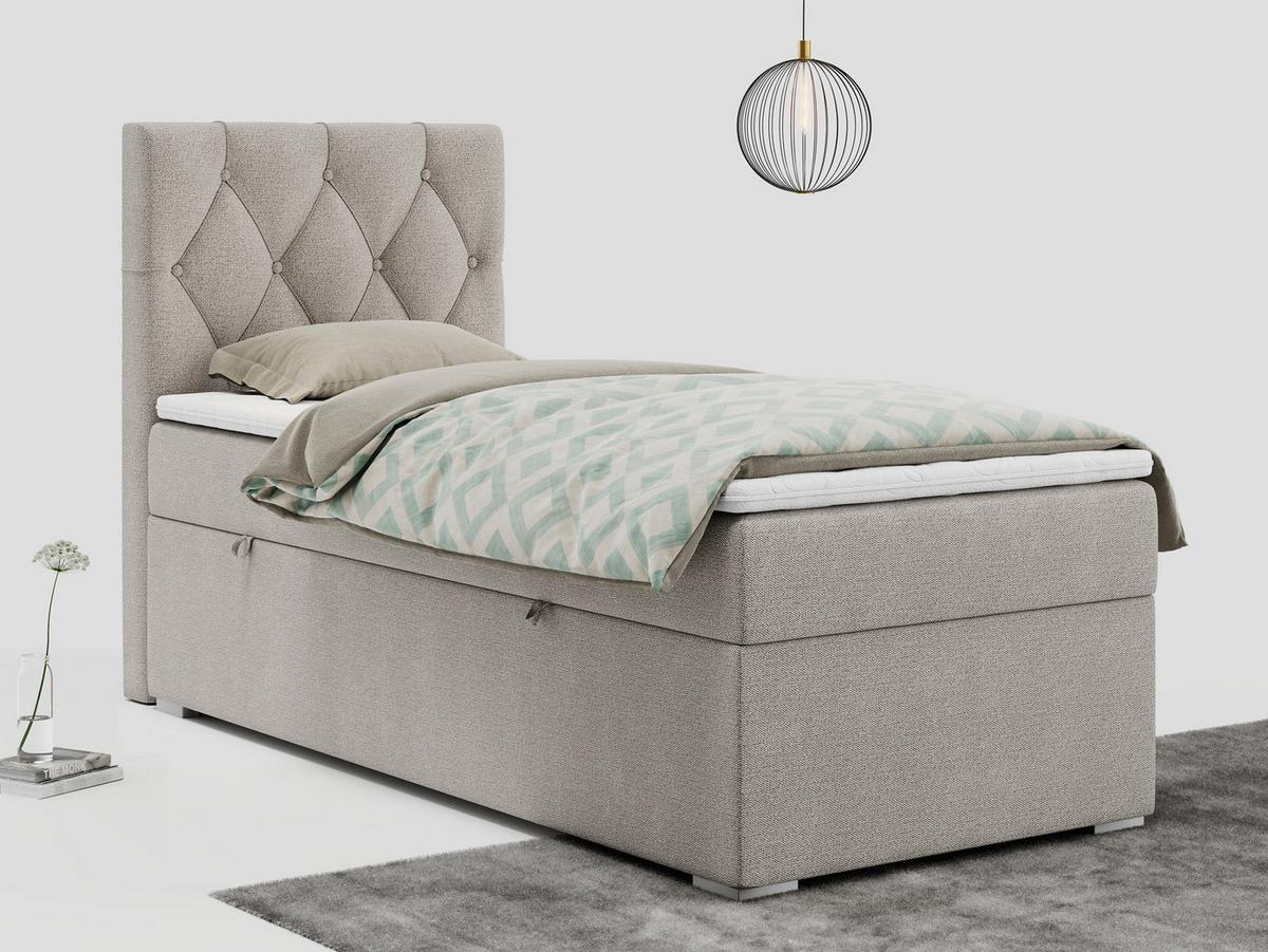 BOXBETT ALDA 90/200 Beige Struktur - H3 - Links Seite - Beige, Holz/Textil (90/200cm) - MKS