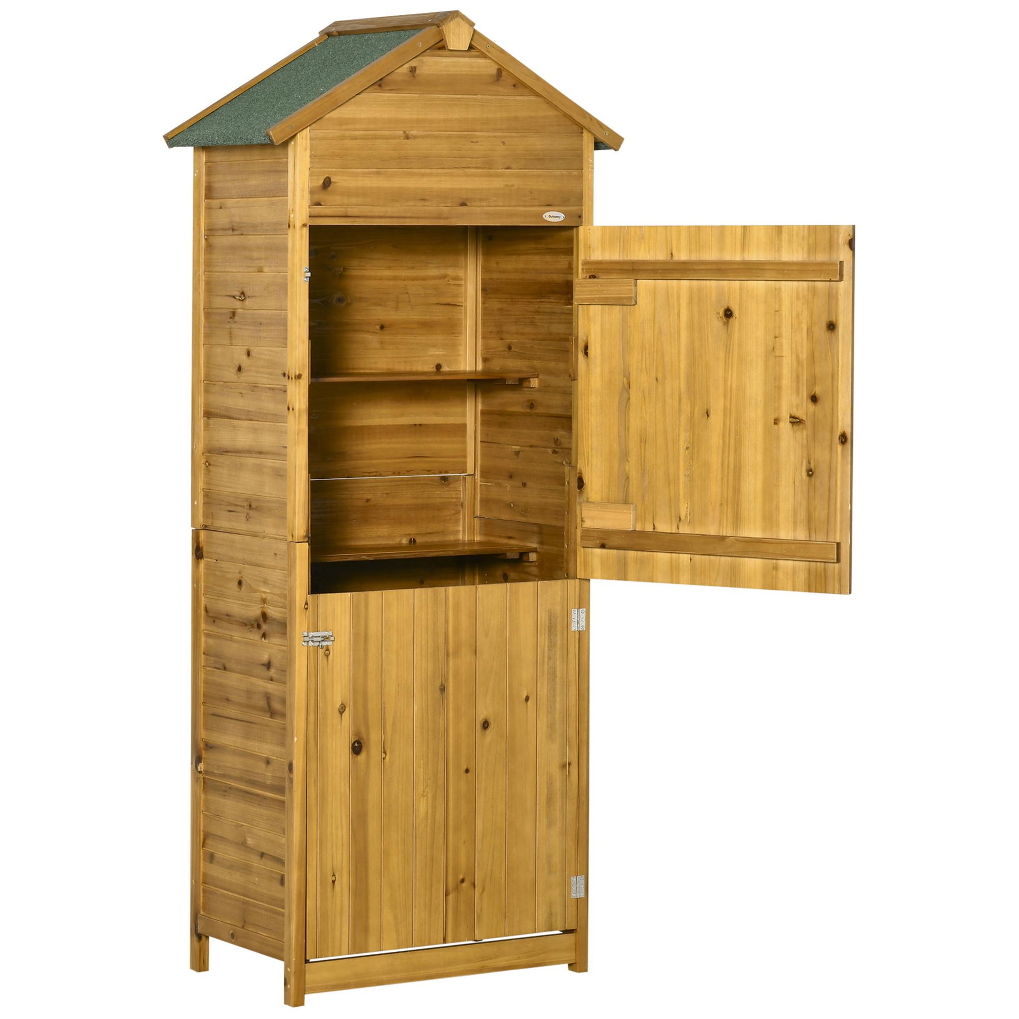 GERÄTEHAUS Gartenschrank Gartenhaus, 2 Regale, 2 Türen, wetterfest, Tanne, Naturholz - Fichtefarben, Holz (49/191.5/79cm) - Outsunny