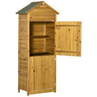 GERÄTEHAUS Gartenschrank Gartenhaus, 2 Regale, 2 Türen, wetterfest, Tanne, Naturholz - Fichtefarben, Holz (49/191.5/79cm) - Outsunny
