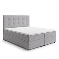 BOXBETT SAKARYA 180x200 cm mit Bettkasten und Matratze - Hellgrau + TOPPER - Hellgrau/Schwarz, Holz/Holzwerkstoff (180/200cm) - AX Living