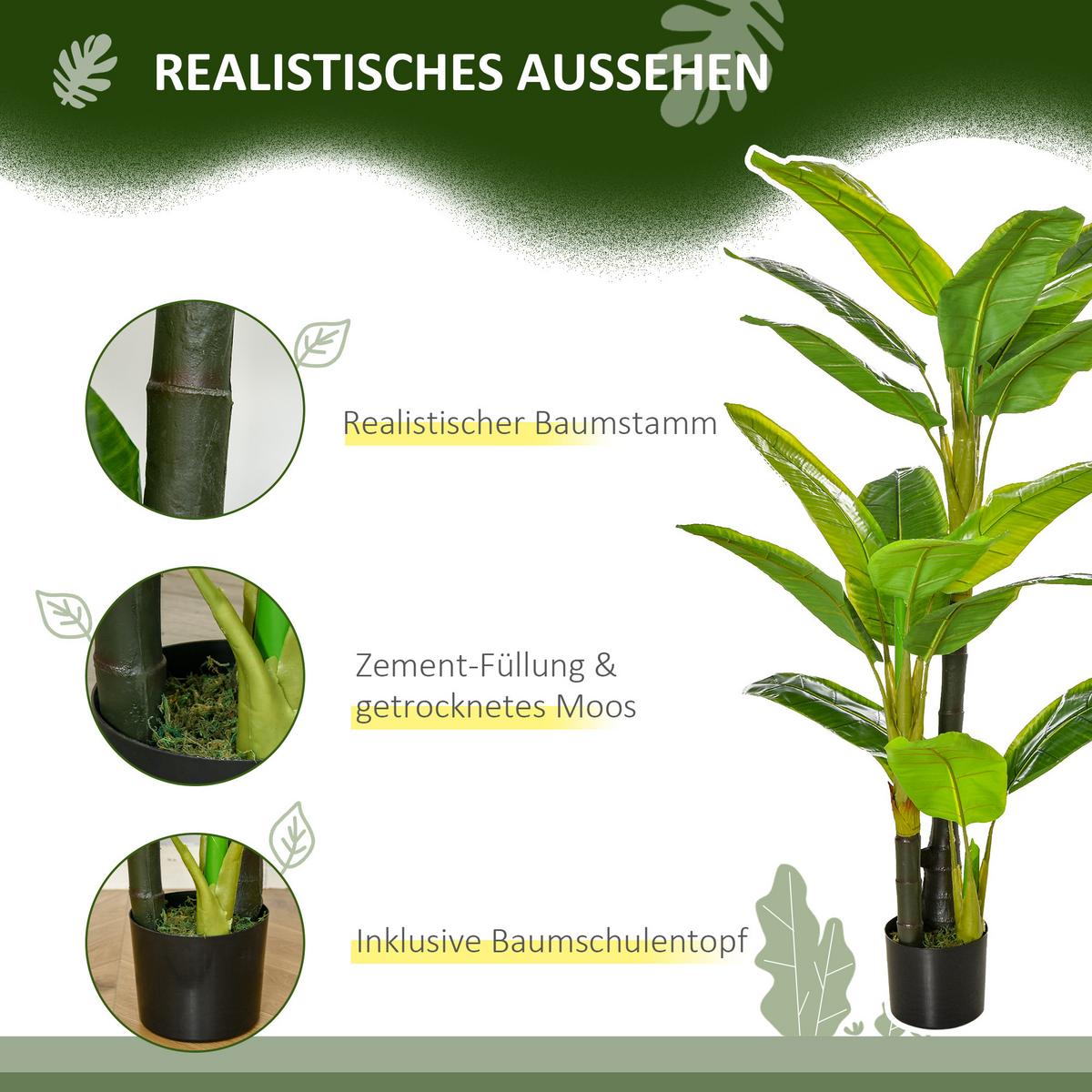 KÜNSTLICHE Pflanzen, PEVA, PE, Grün - Grün, Kunststoff (150cm) - HOMCOM