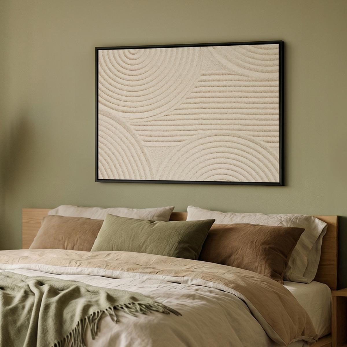 LEINWAND Bilder mit Rahmen - Muster - Abstrakt - Weiß - 100x70 - Beige, Textil (100/70cm) - MuchoWow