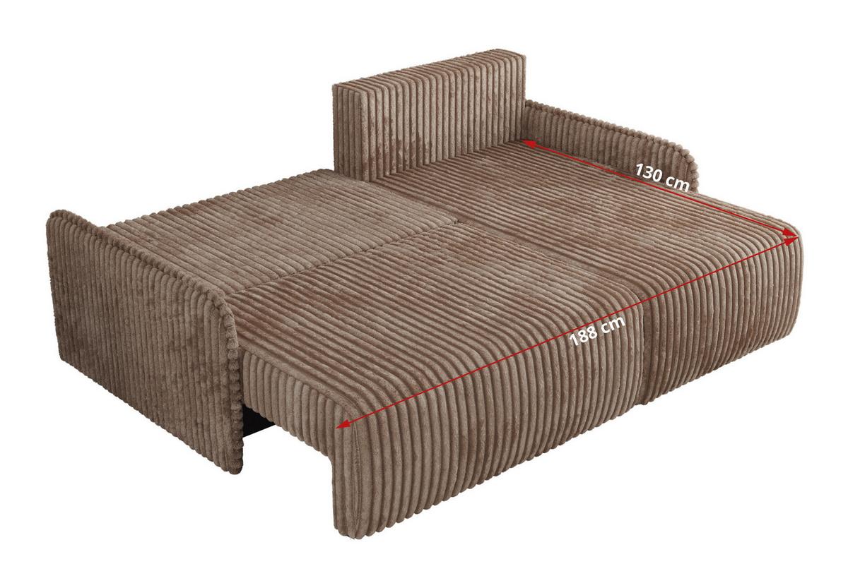 ECKSCHLAFSOFA ARPA L Braun Cord - rechts - Schwarz/Braun, Kunststoff/Textil (150/198cm) - MKS