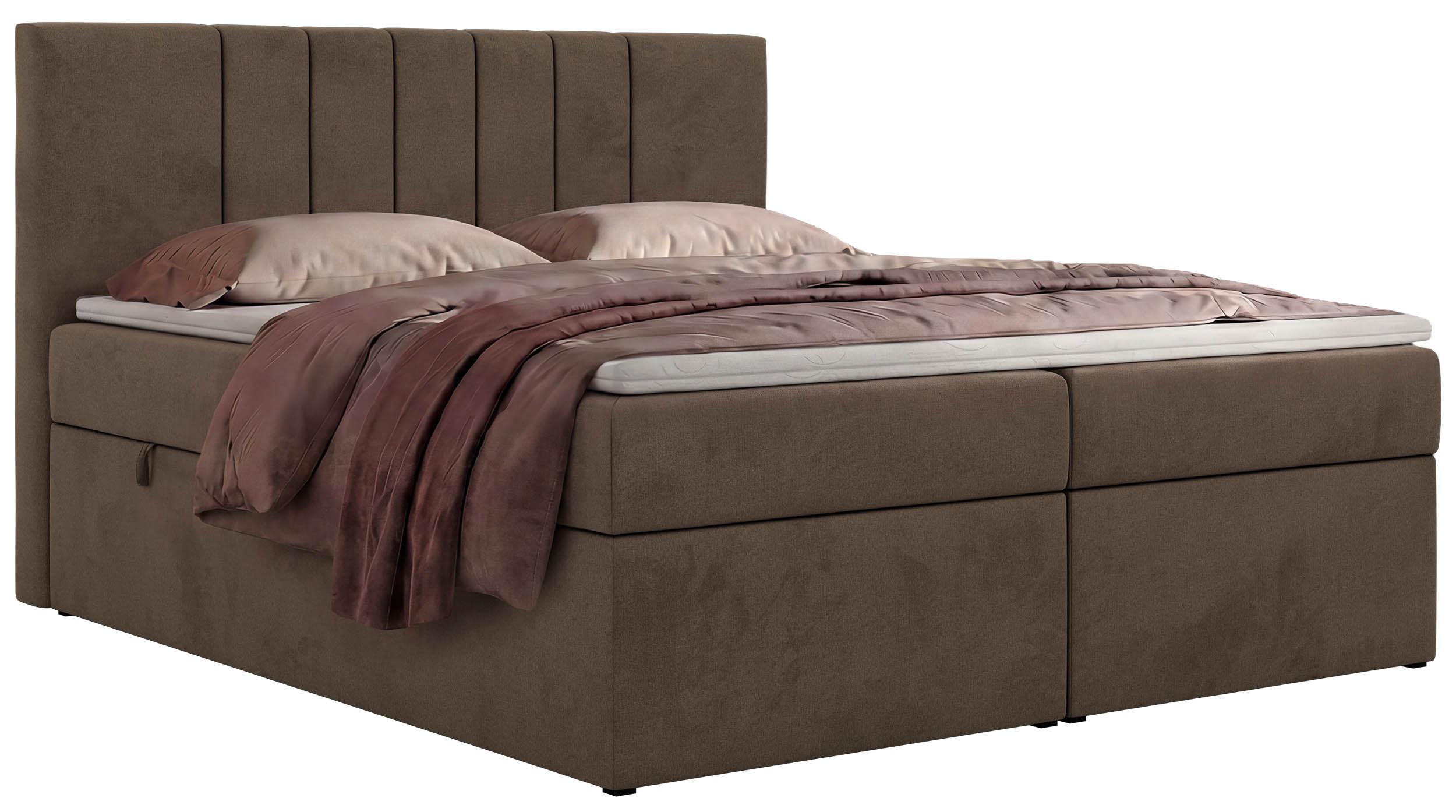 BOXBETT INERO 140/200 - Braun Velvet - Topper T25 - H3 - Schwarz/Braun, Kunststoff/Textil (140/200cm) - MKS