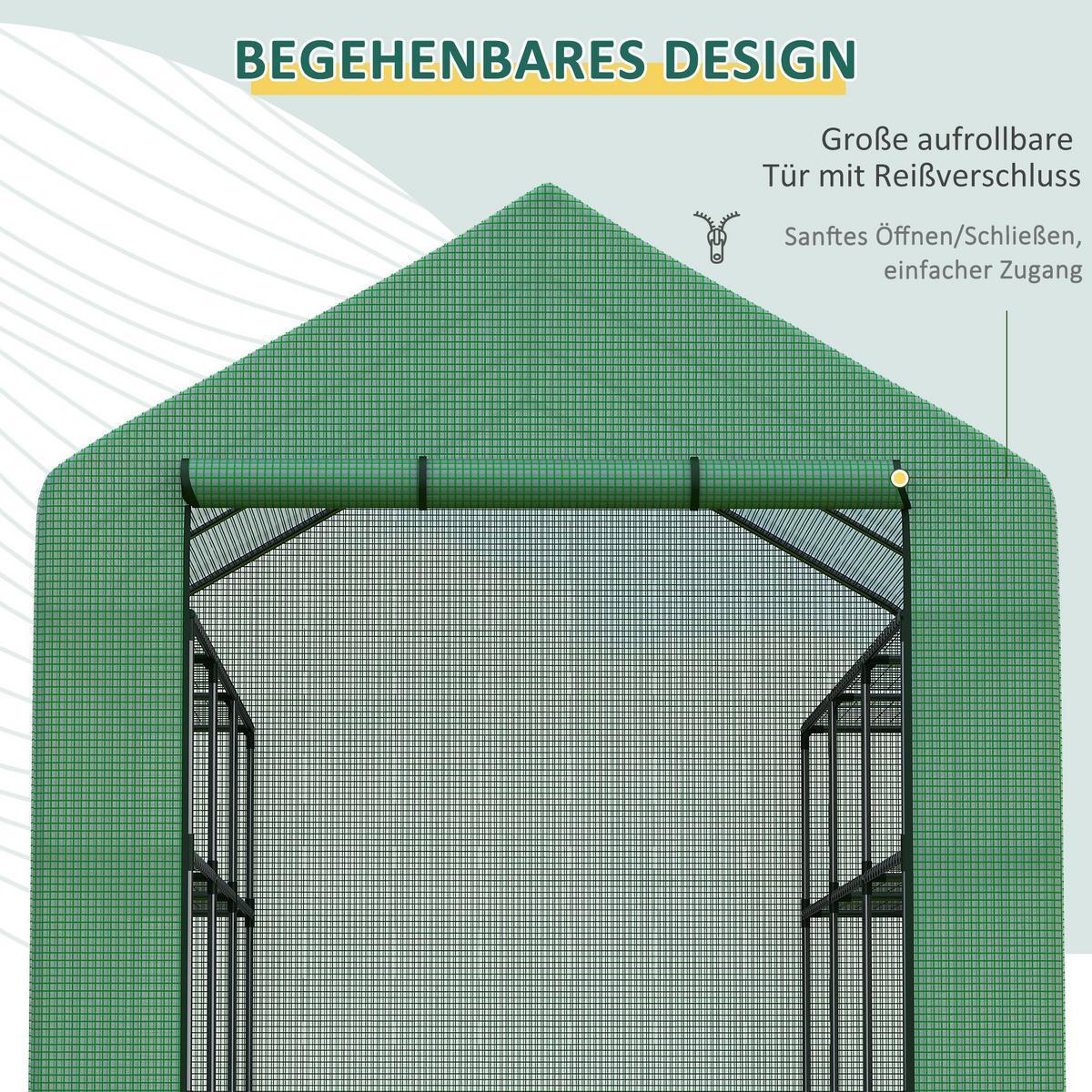 FOLIENGEWÄCHSHAUS, Grün, PE, Stahl - Grün, Kunststoff (180/210/244cm) - Outsunny