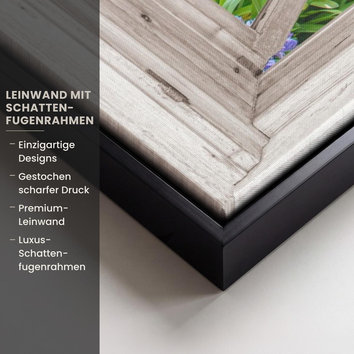 LEINWAND Bilder mit Rahmen - Hortensie - Durchsichtig - Blumen - Sommer - Lila - Weg - 60x40 - Lila, Textil (60/40cm) - MuchoWow