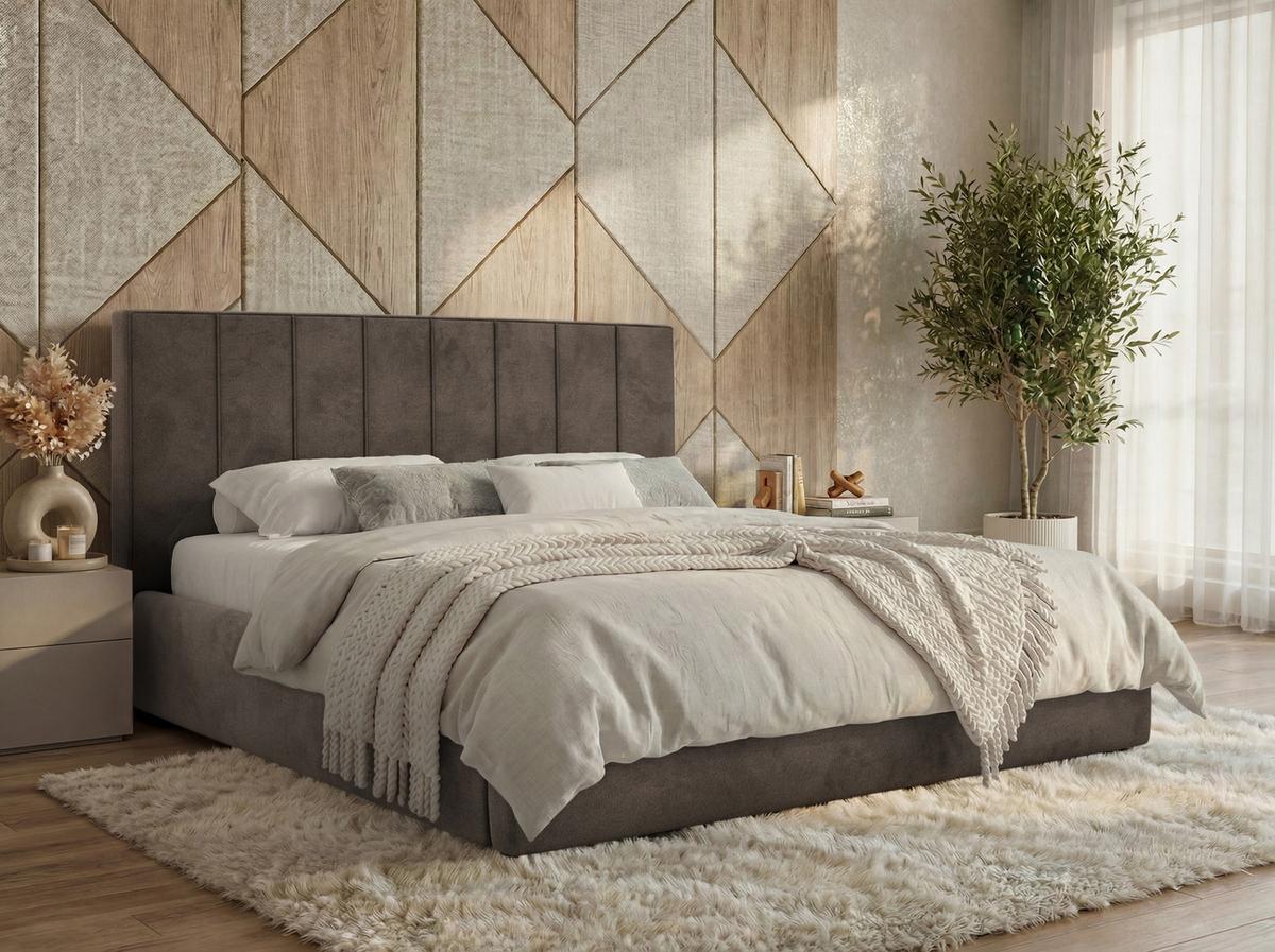 POLSTERBETT TENARDO CLASSIC 140/200 - Braun Velvet - ohne Matratze - Schwarz/Braun, Kunststoff/Textil (140/200cm) - MKS