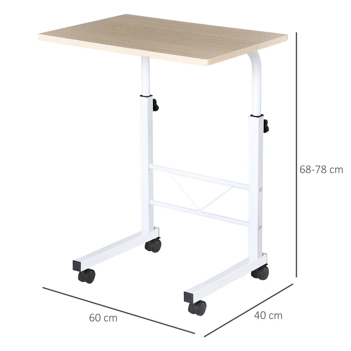BEISTELLTISCH mit Rollen Ahorn - Ahornfarben, Kunststoff (60/40/78cm) - HOMCOM
