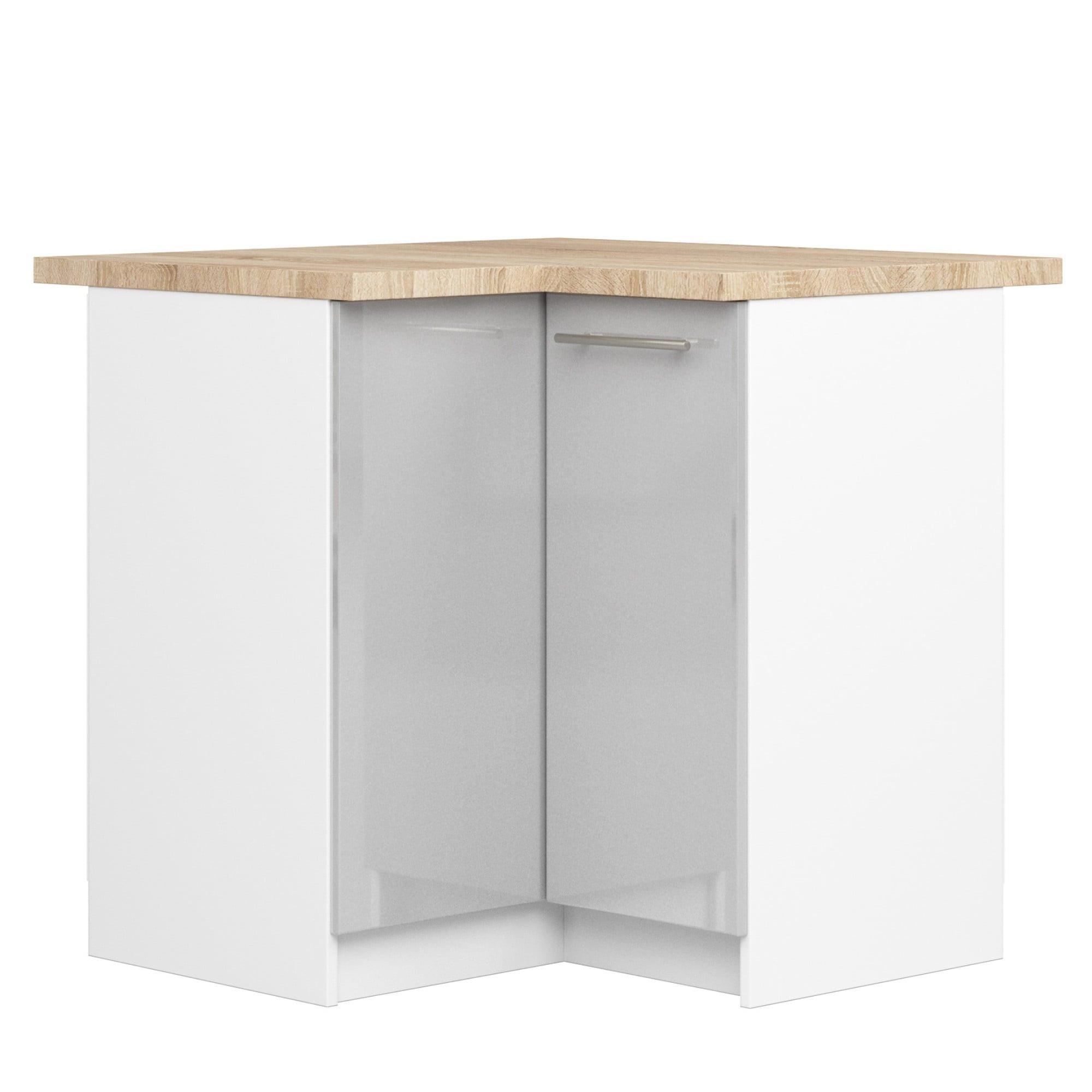 UNTERSCHRANK Weiß, Metallisch Glanz 85/90/46 - Silberfarben/Weiß, Holzwerkstoff (90/85/46cm) - RAUMHIRSCH FURNITURE