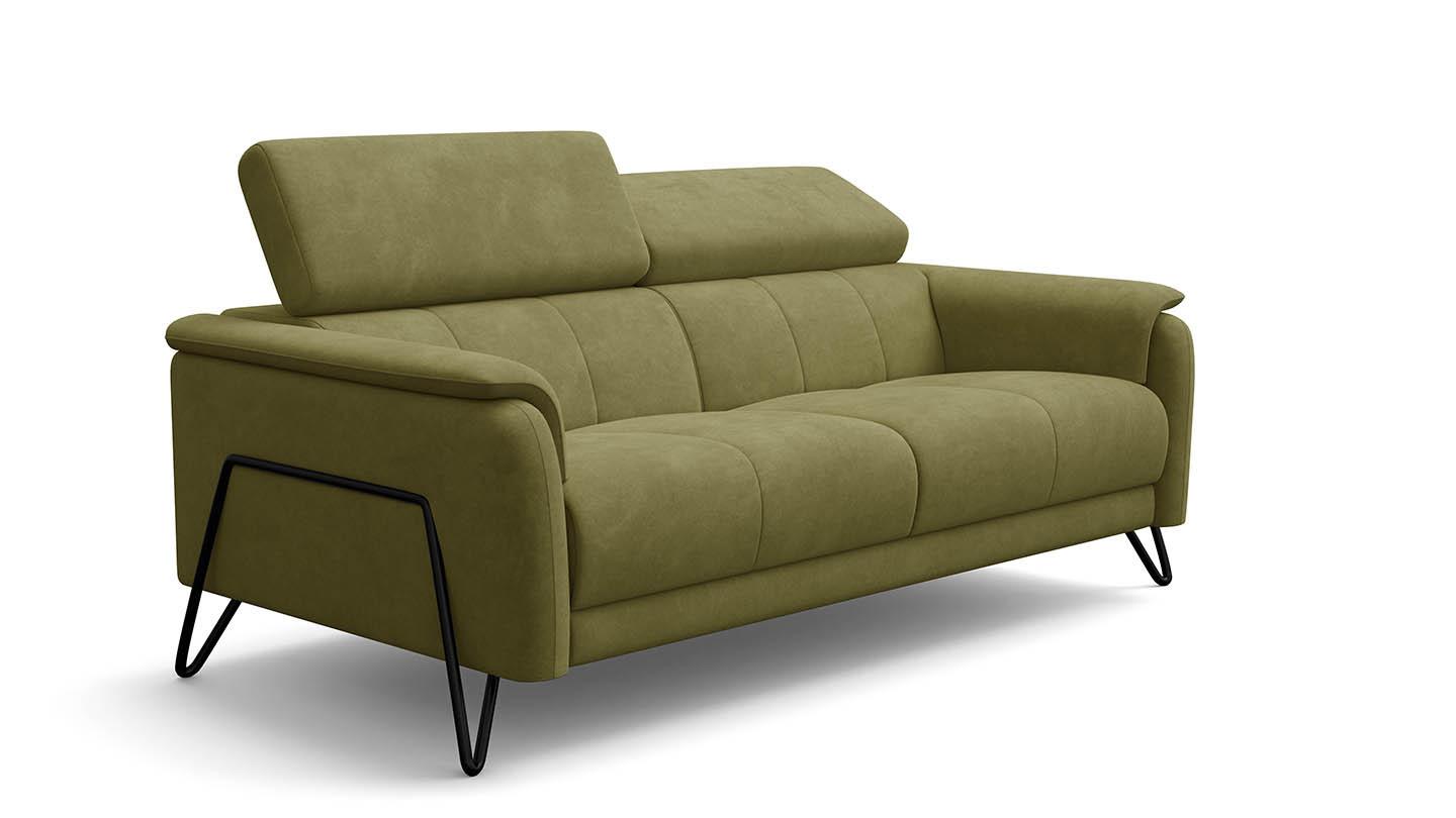 SOFA RODEN 3-Sitzer, olive, Veloursstoff - Grün, Holz/Textil (194/82/103cm) - Wozimo
