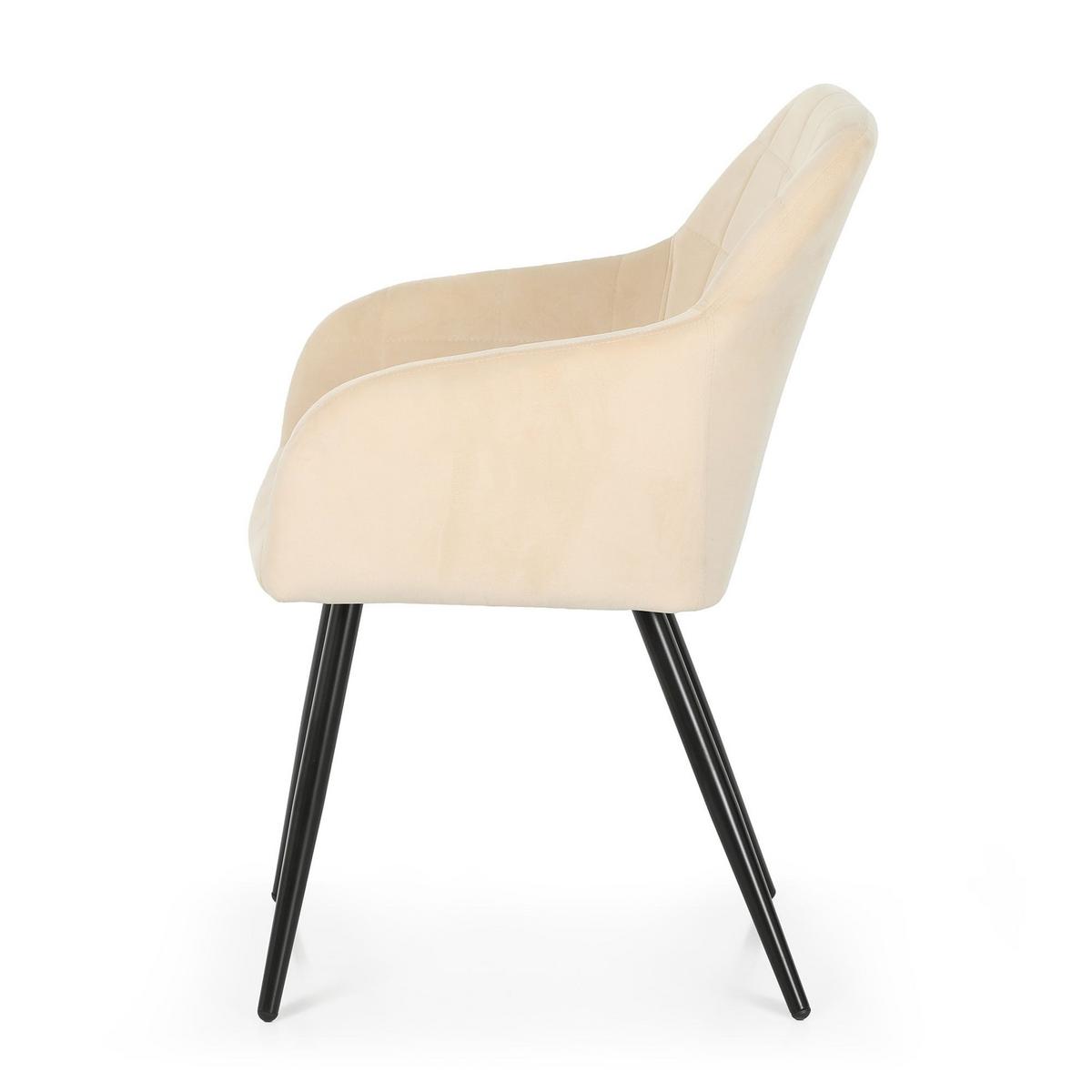 POLSTERSTUHL 4er Set, Metallbeine Beige, Schwarz 54/82/58 - Beige/Schwarz, Textil (54/82/51cm) - RAUMHIRSCH FURNITURE