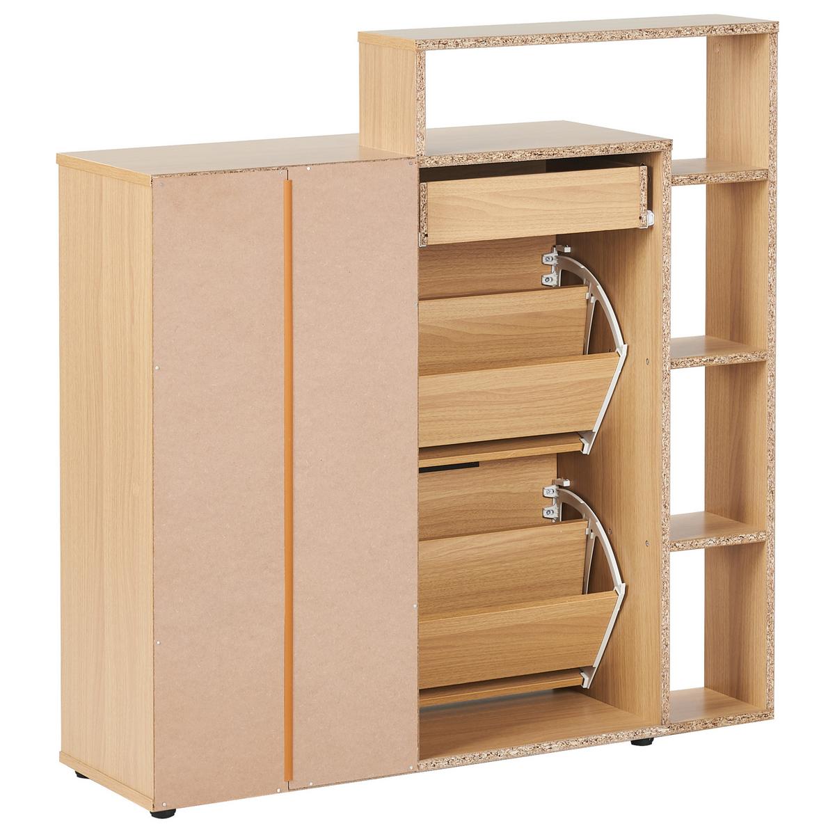 SCHUHSCHRANK Hellbraun Mirani - Braun, Holzwerkstoff (98/100/29cm) - Beliani