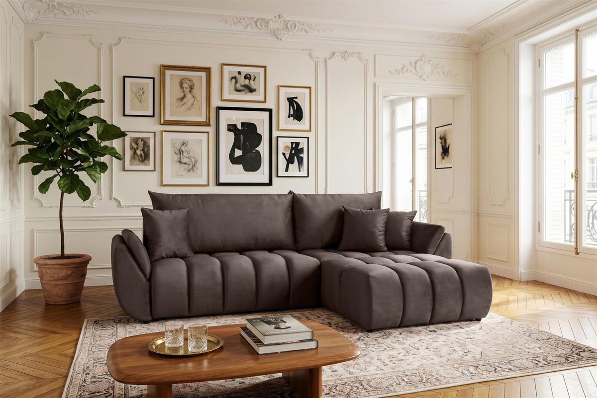 ECKSOFA Collin Mit Schlaffunktion - Braun, Holzwerkstoff/Textil (185/280cm) - Fun Möbel