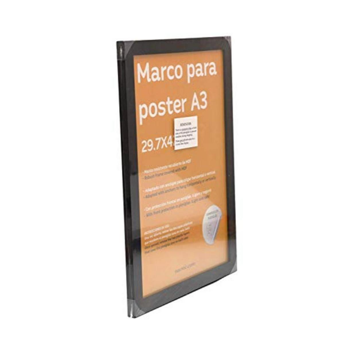 POSTER Set mit 4 Flameanimals A3 Schwarzer Rahmen - Schwarz, Papier (29.7/3cm) - Nacnic