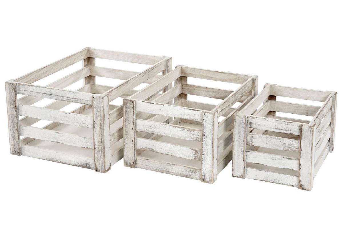 HOLZKISTE 3ER-SET Weiß 3er-Set-Set - Weiß, Holz (30/41/21cm) - MCW