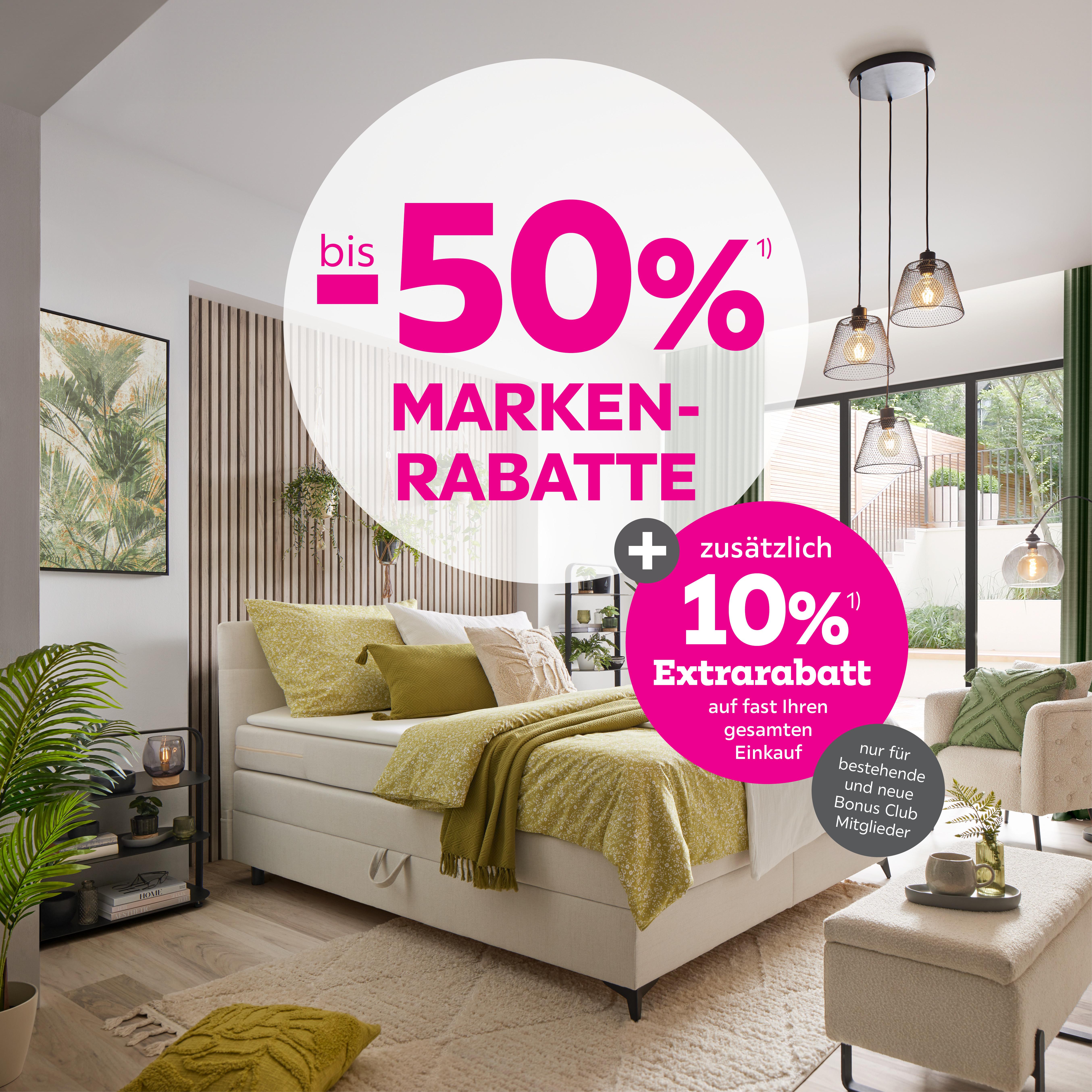 bis -50% Markenrabatte + zusätzlich 10% Extrarabatt auf fast Ihren gesamten Einkauf, Für bestehende und neue Bonus Club Mitglieder