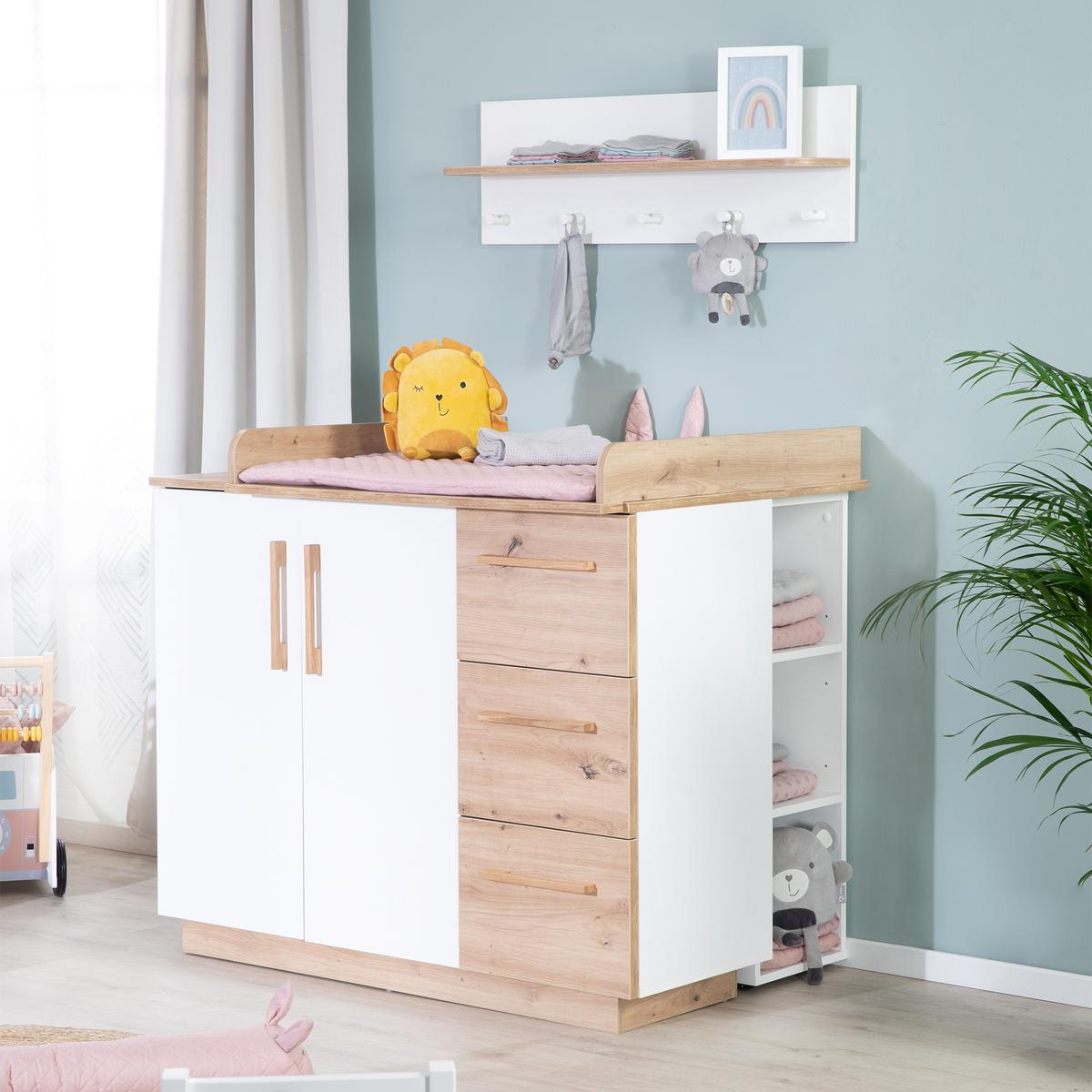 BABYZIMMER-SET Lion 2-teilig - Multicolor/Eiche Artisan, Holz/Holzwerkstoff (76/82/144cm) - Roba