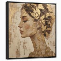 LEINWAND Bilder mit Rahmen - Frau - Gold - Abstrakt - Textur - 50x50 - Goldfarben, Textil (50/50cm) - MuchoWow