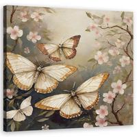 WANDBILD schmetterlinge natur botanik - Beige, Textil (40/40cm) - Feeby
