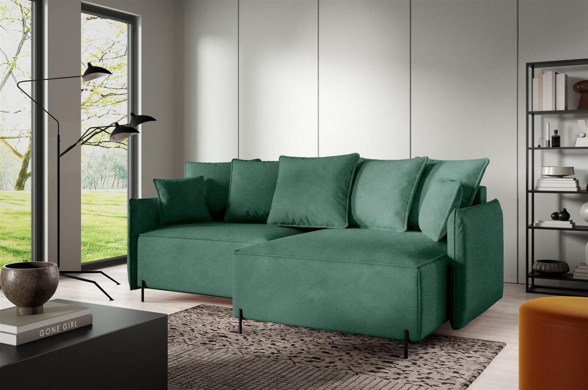 ECKSOFA Betto - Grün, Holzwerkstoff/Textil (221/148cm) - Fun Möbel