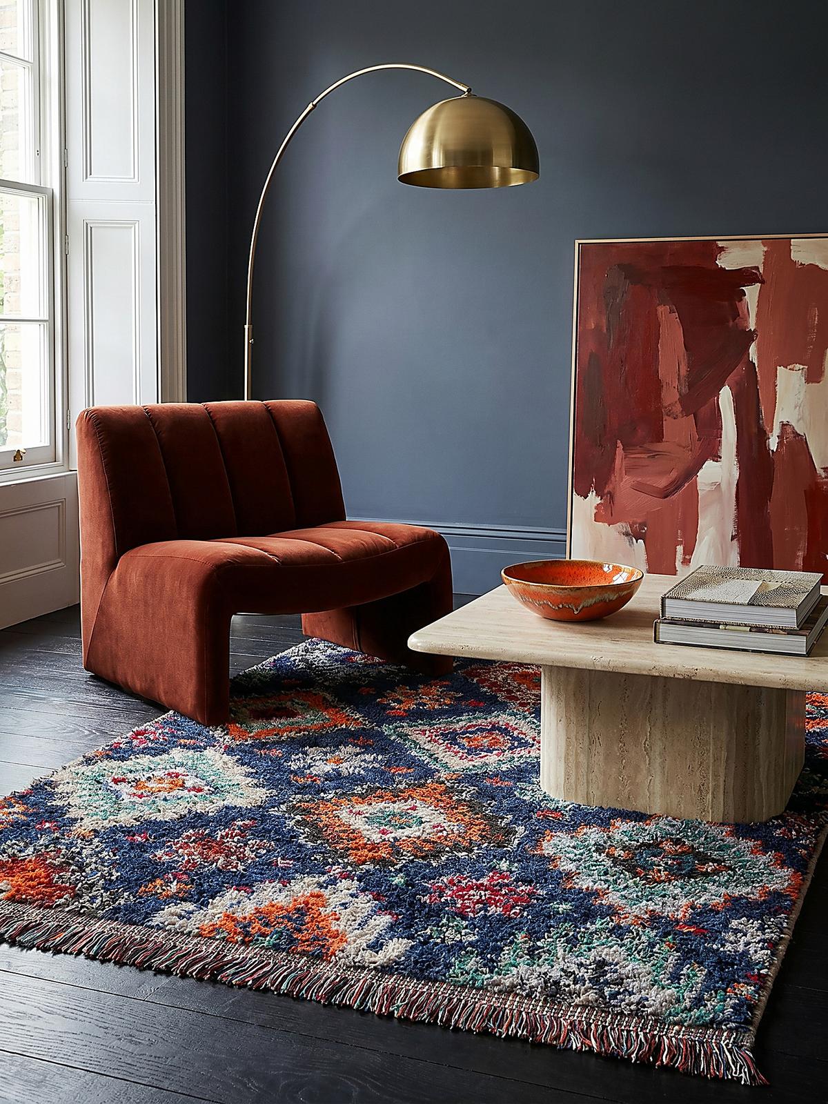 HOCHFLORTEPPICH mit Fransen TAFRAUT, im Berber-Stil, Marineblau, 200 x 300 cm - Blau, Textil (300/200cm) - KADIMA DESIGN