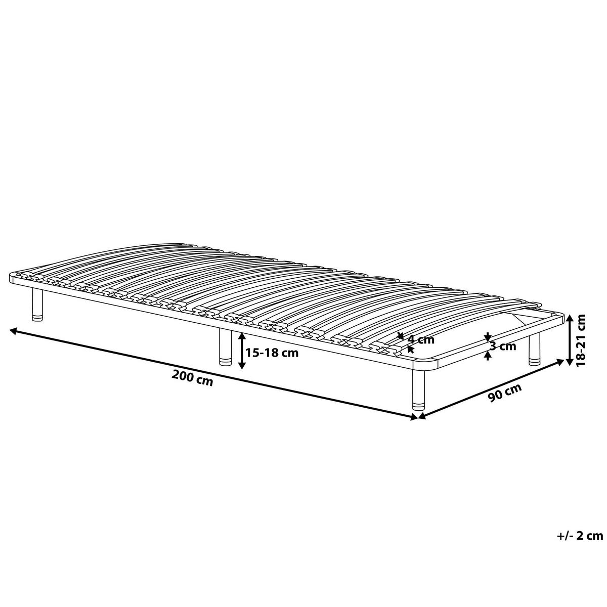 LATTENROST 90x200 cm Schwarz Combourg - Schwarz, Metall (90/21/200cm) - Beliani