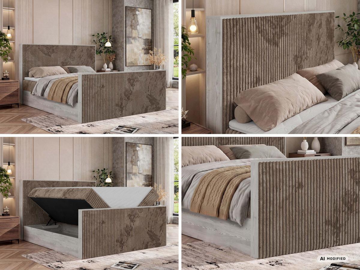 BOXBETT NORDIC DUO 160/200 - Braun Cord - Topper Visco - H4 - Schwarz/Braun, Kunststoff/Textil (160/200cm) - MKS