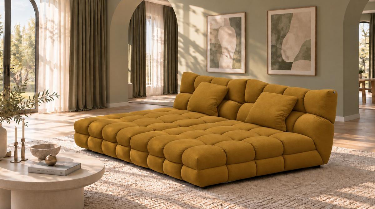 BIG SOFA AMIA Braun Velvet - Schwarz/Braun, Kunststoff/Textil (290/86/178cm) - KAWOLA