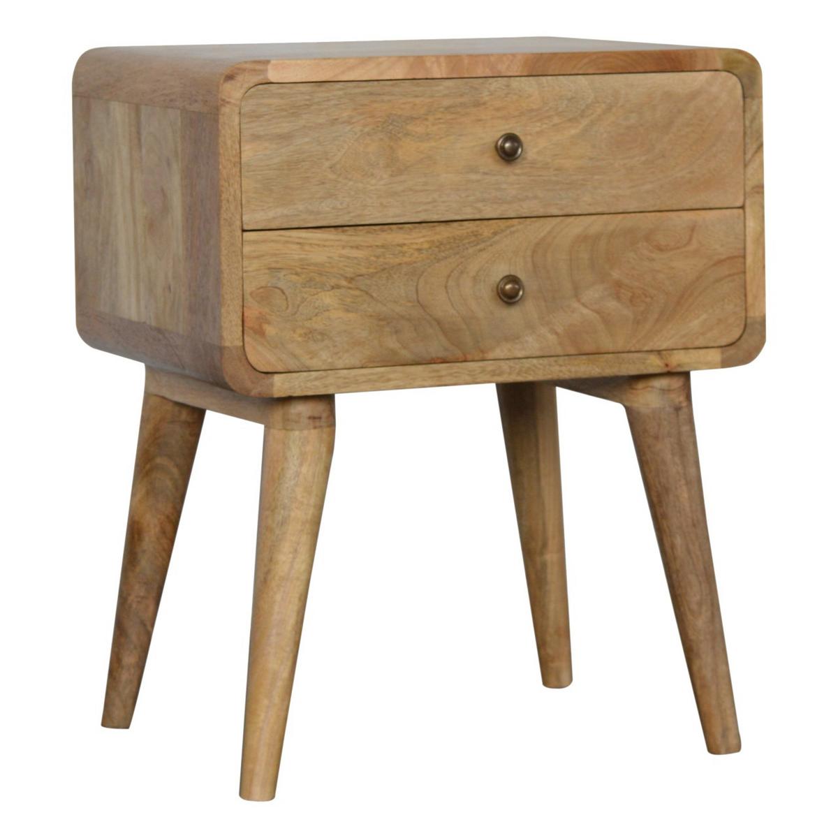 NACHTTISCH mit 2 Schubladen, Beige - Messingfarben/Braun, Holz/Metall (45/55/35cm) - Artisan Furniture