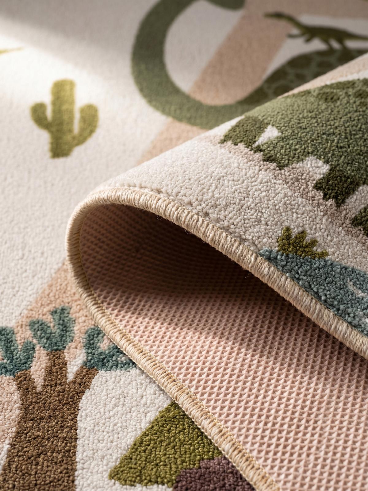 SPIELTEPPICH Waschbar TINO in Creme, mit Dino-Landschaft, 140 x 200 cm - Beige, Textil (200/140cm) - KADIMA DESIGN