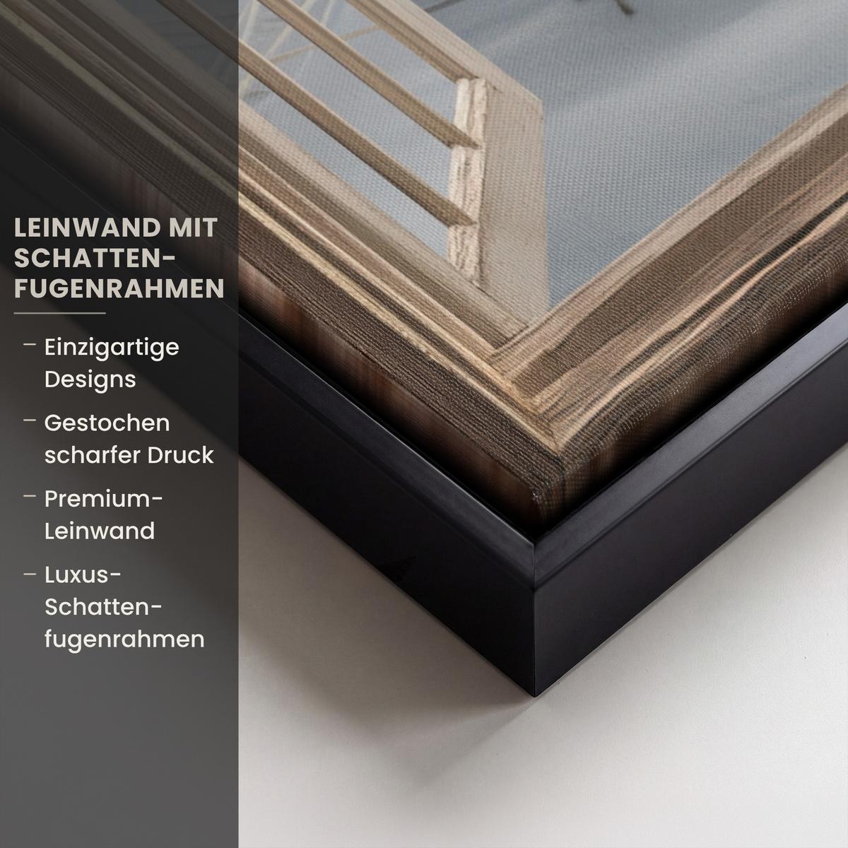 LEINWAND Bilder mit Rahmen - Ausblick - Strand - Dünen - Meer - Natur - 50x70 - Sandfarben, Textil (50/70cm) - MuchoWow