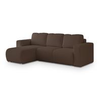 ECKSOFA RINOVA Braun Boucle-Stoff mit Schlaffunktion - Braun, Holz (250/143cm) - MASSENO