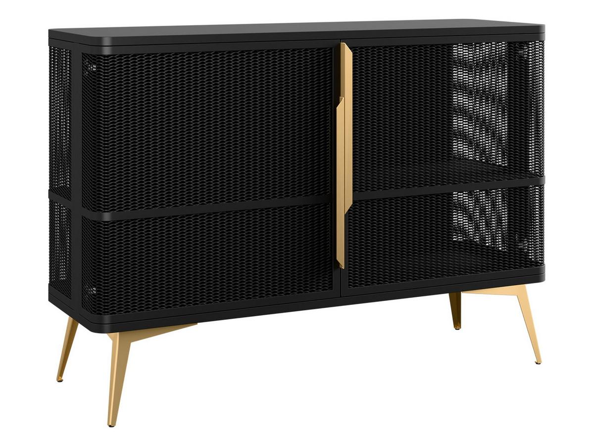 KOMMODE Modera 2 - Goldfarben/Schwarz, Holzwerkstoff/Metall (120/85/40cm) - MIRJAN24