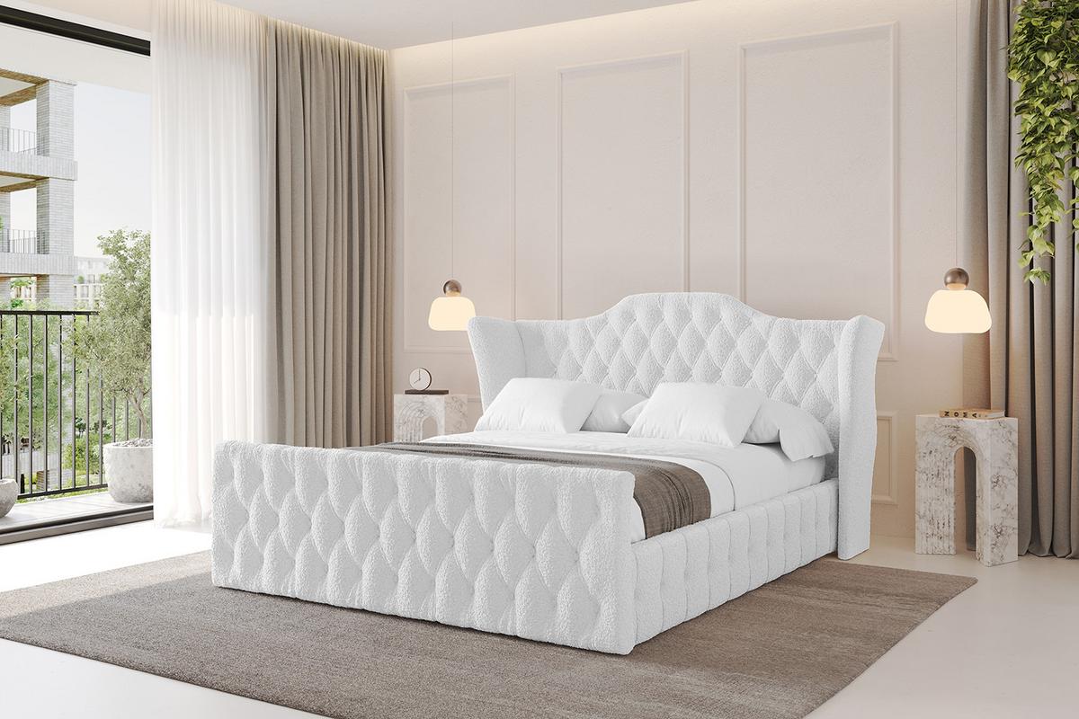 POLSTERBETT mit Bettkasten, Fußteil und Lattenrost, Boxbett mit Matratze H3/H4 - MODY-Z 120x200 Weiß - Weiß, Holzwerkstoff/Textil (120/200cm) - ALTDECOR