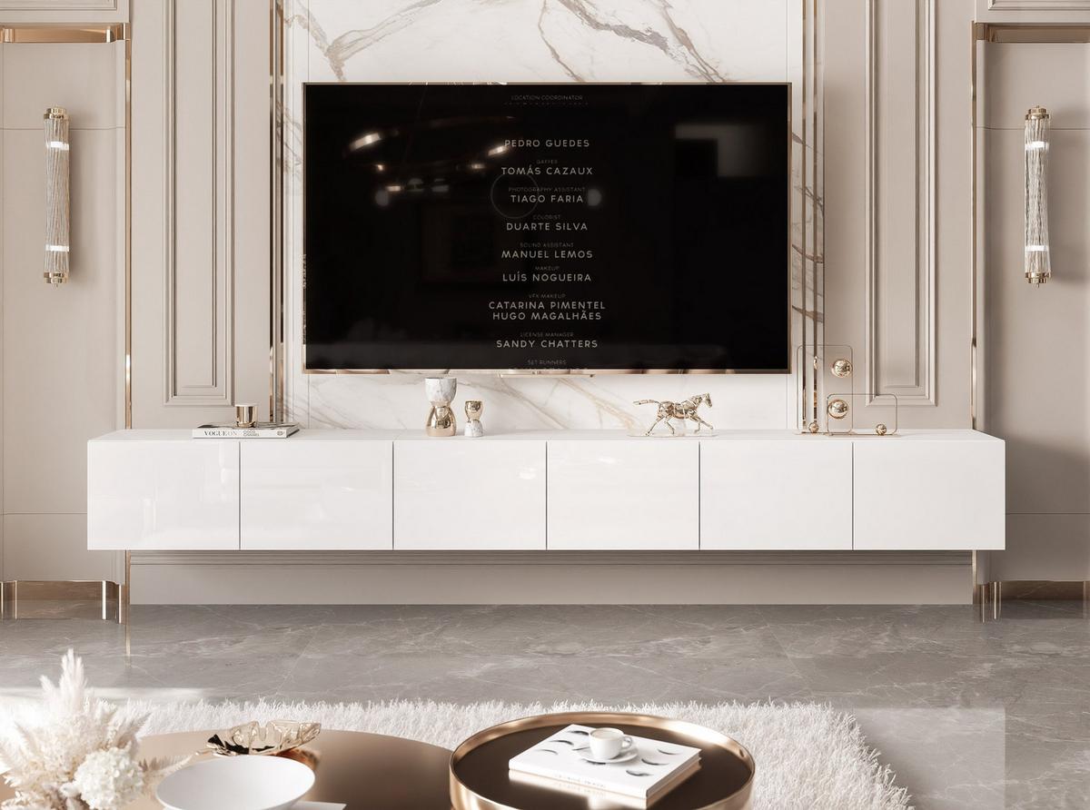 TV-LOWBOARD weiß hochglanz, hängend mit LED-Beleuchtung - Weiß Hochglanz, Holzwerkstoff (300/36/40cm) - Idohome