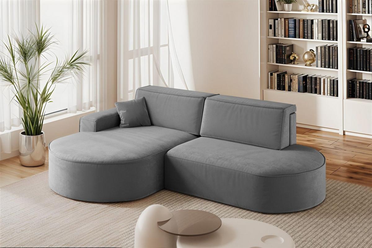 ECKSOFA Venedig Mit Schlaffunktion - Dunkelgrau, Holzwerkstoff/Textil (278/179cm) - Fun Möbel