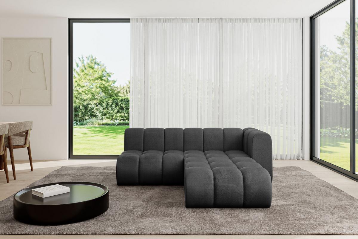 ECKSOFA modulares Sofa Darnel-L1 - 205x177x70 cm Schwarz - Schwarz, Holzwerkstoff/Textil (205/177cm) - ALTDECOR